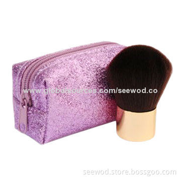Glittered Mesh Cosmetic Bag, Made of PU